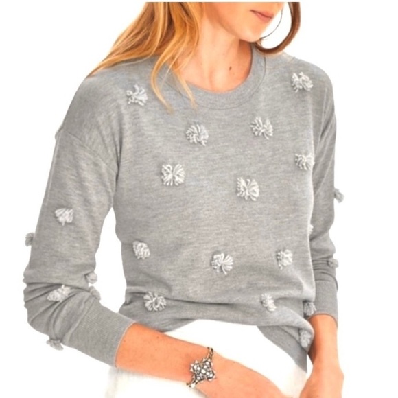 Banana Republic Sweaters - Merino wool banana republic gray pom pom sweater women’s M